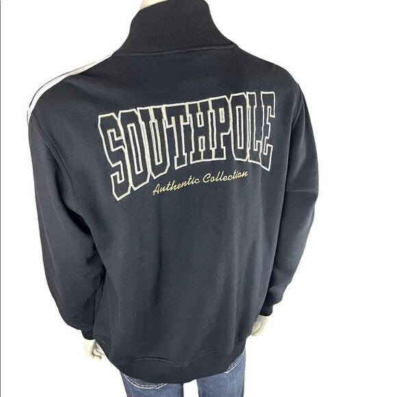 Lux Look in Southpole Zip-Up Black Sweatshirt with Gold Accents Size Large - Picture 6 of 8